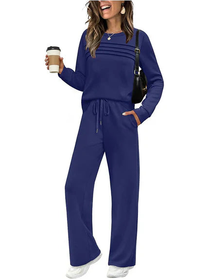 RelaxFit – Women's Crew Neck & Drawstring Pants Loungewear Set