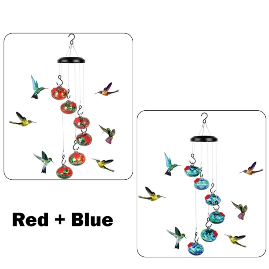 TwinkleSip | 2-in-1 Wind Chime Hummingbird Feeder