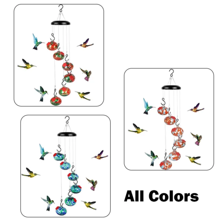 TwinkleSip | 2-in-1 Wind Chime Hummingbird Feeder