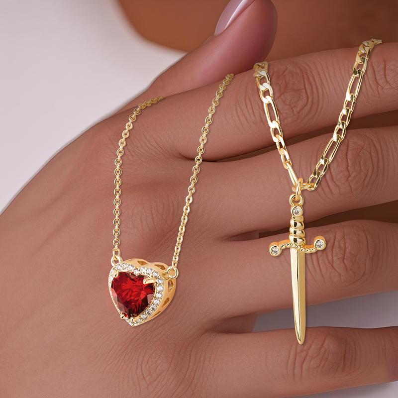 EternaBond – Sword & Heart Matching Couple Necklaces