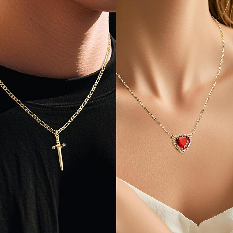 EternaBond – Sword & Heart Matching Couple Necklaces