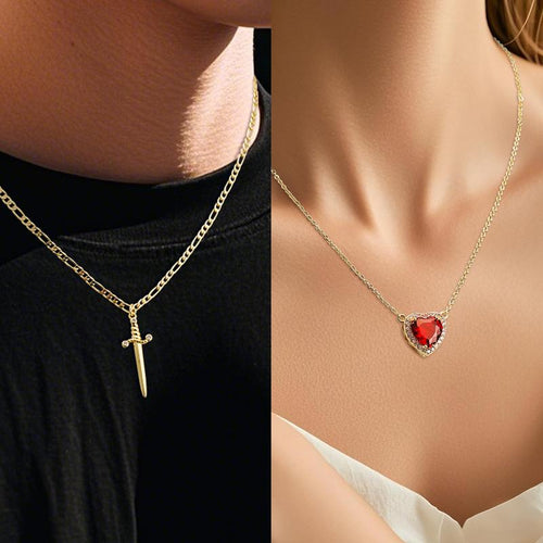 EternaBond – Sword & Heart Matching Couple Necklaces