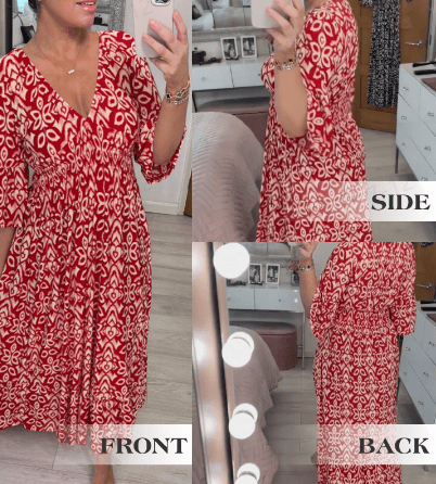 BohoChic – Printed V Neck Wrap Maxi Dress