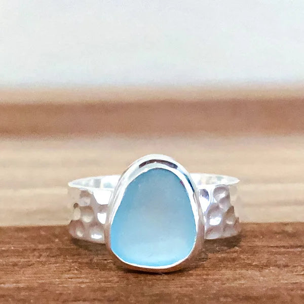 TideWhisper – Ocean Glass Silver Ring