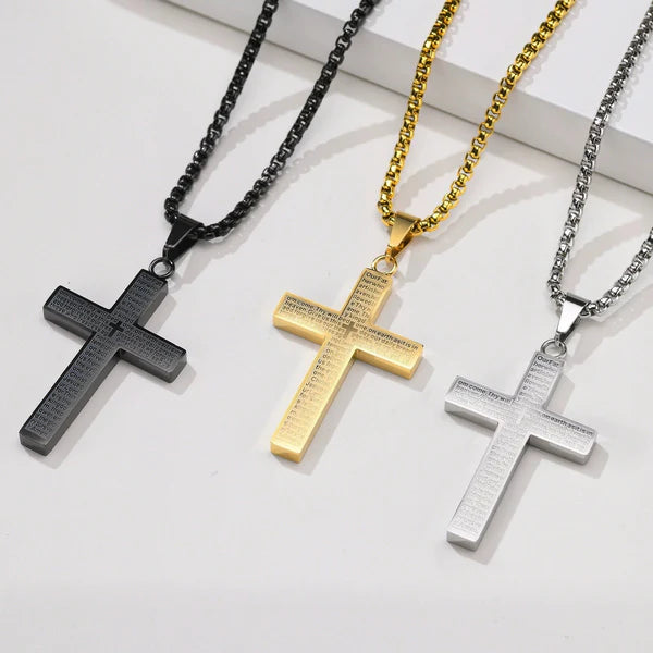 FaithScribe – Lord’s Prayer Scribble Cross Necklace