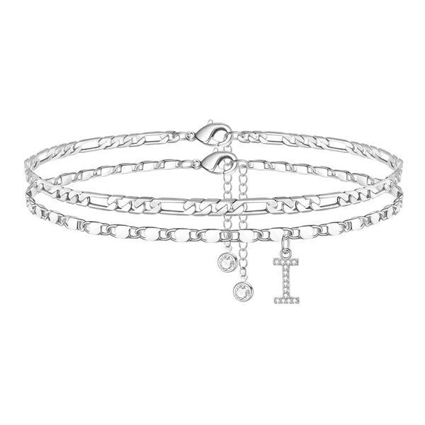 CharmLuxe – Letter Layered Ankle Bracelet Set