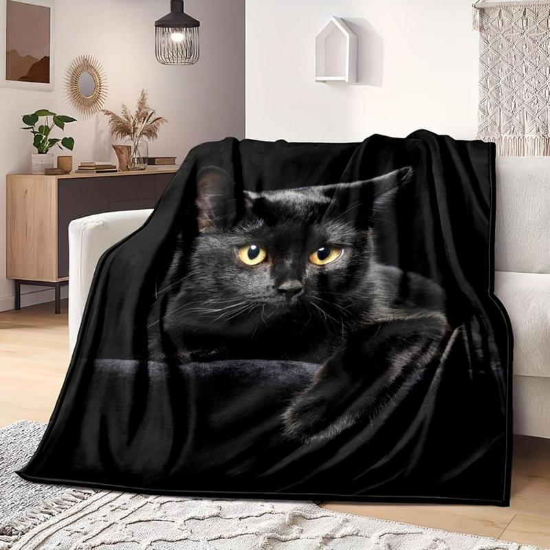 MidnightPurr – Black Cat Flannel Blanket