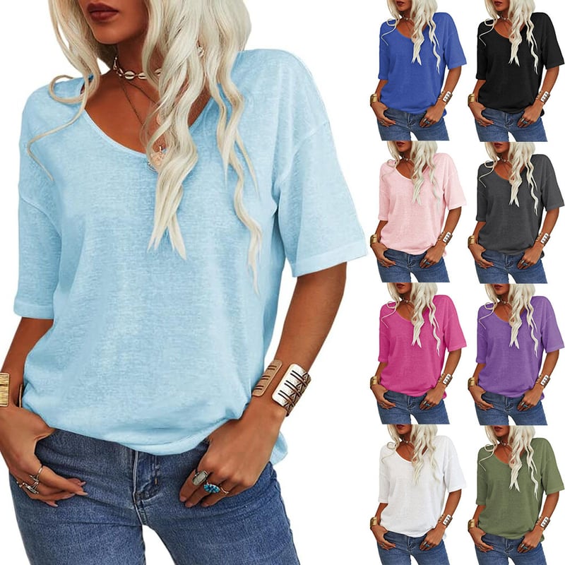 EleganTee - Casual V Neck T Shirt for Women