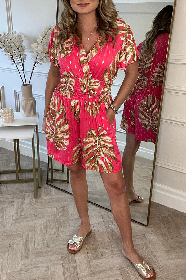 PolkaBloom – Casual Floral Pocket Romper