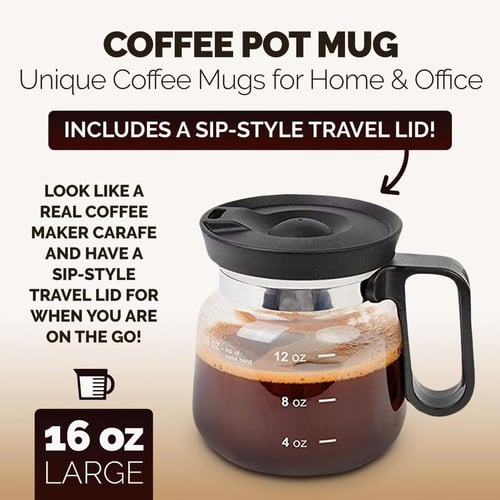 JavaPour – Coffee Pot Inspired 16oz Glass Mug
