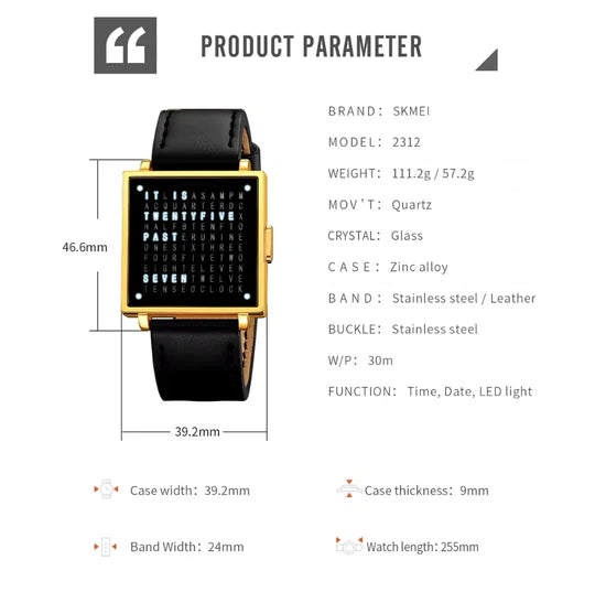 LexoTime - Unisex Textual Watch