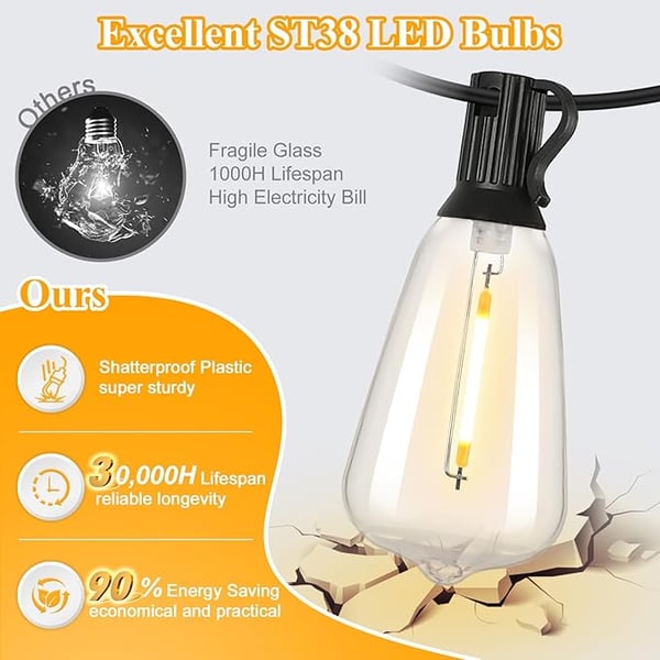 LumaTwist – 100FT LED String Lights for Outdoor Charm