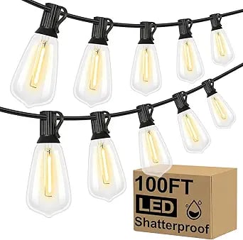 LumaTwist – 100FT LED String Lights for Outdoor Charm