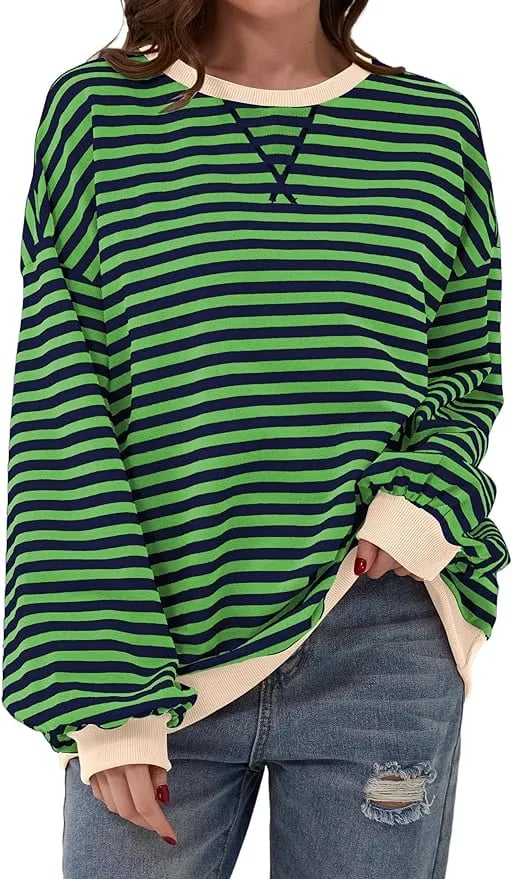 CozyBlend – Striped Color Block Sweatshirt