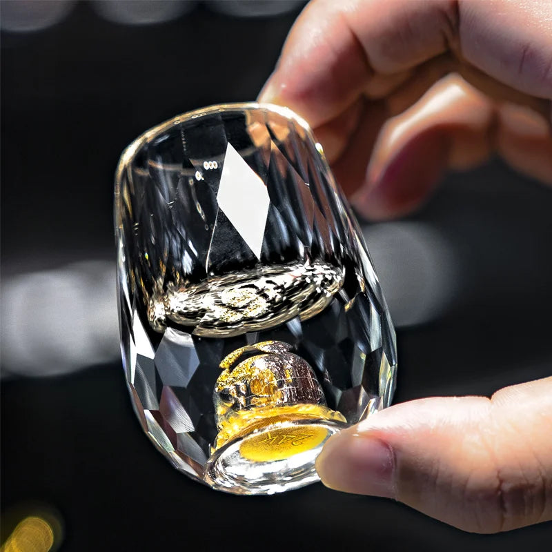 GlacierGlow - Crystal Gold-Foil Shot Glass