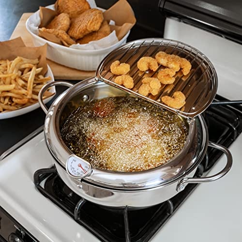 FryMaster – Stainless Steel Pot with Thermometer & Drip Drainer