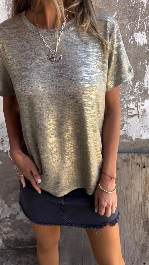 LuxeShine | Metallic Gold T-Shirt