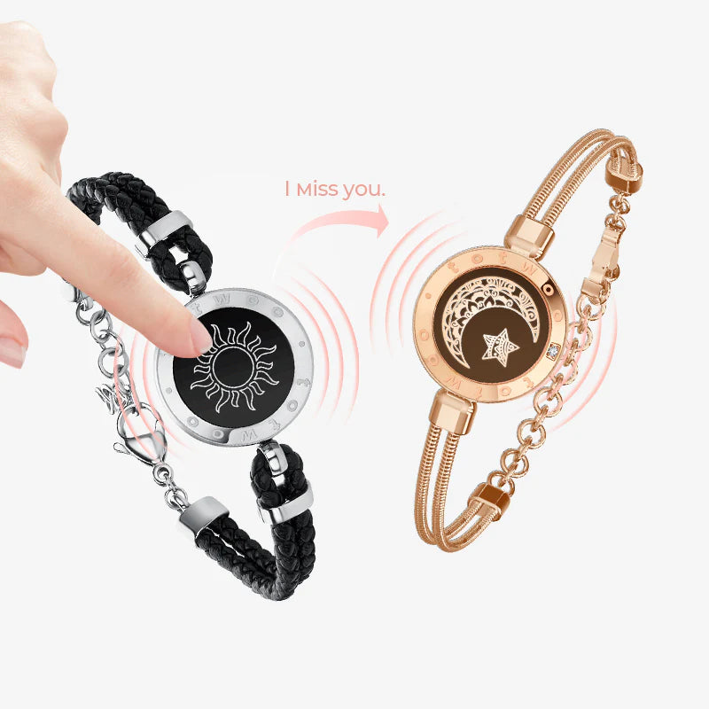EternaLink – Sun & Moon Touch Bracelets (Braided Sun+Snake Chain Moon)
