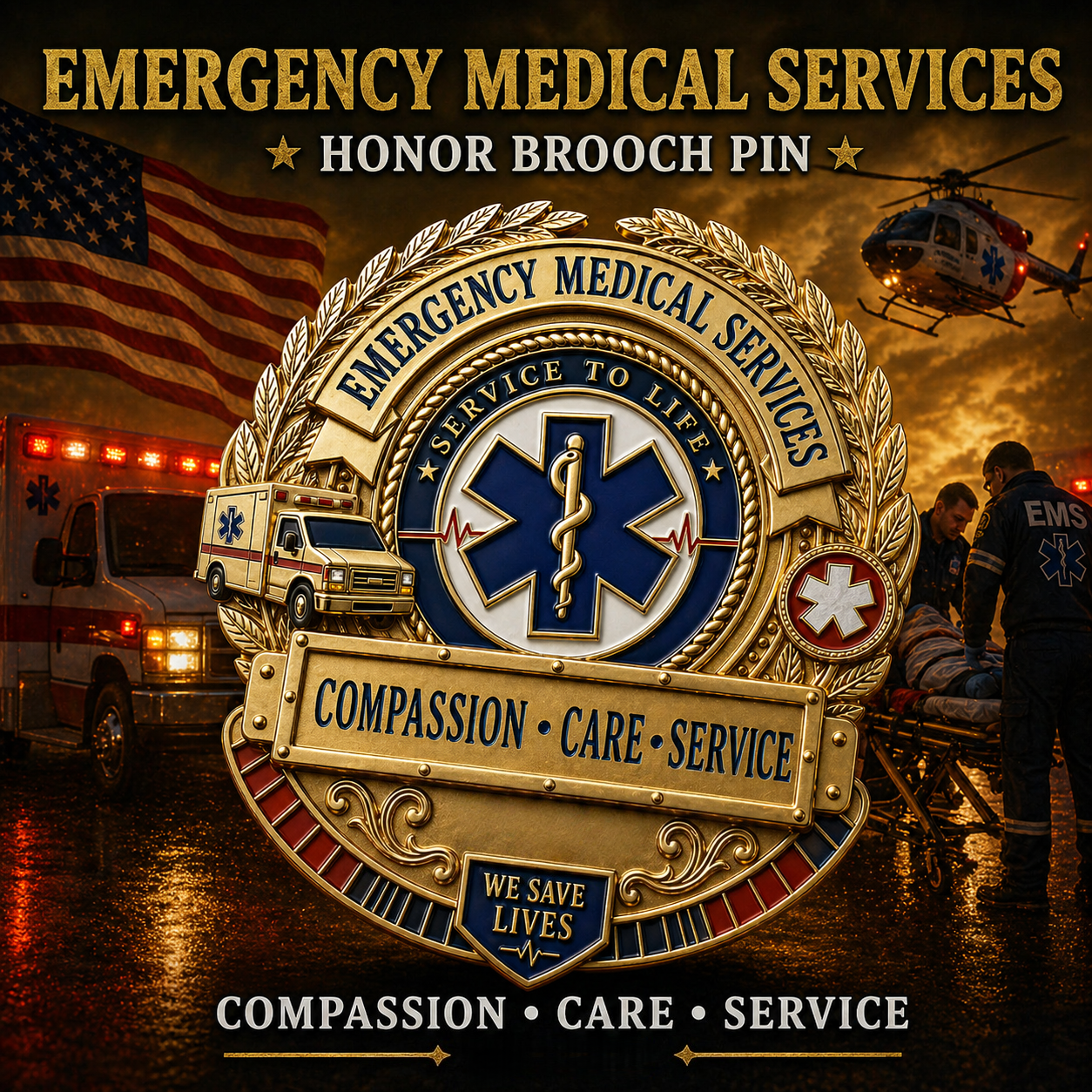 🚑 Last Day Promo: 49% OFF ⚕️Emergency Medical Services Honor Brooch Pin