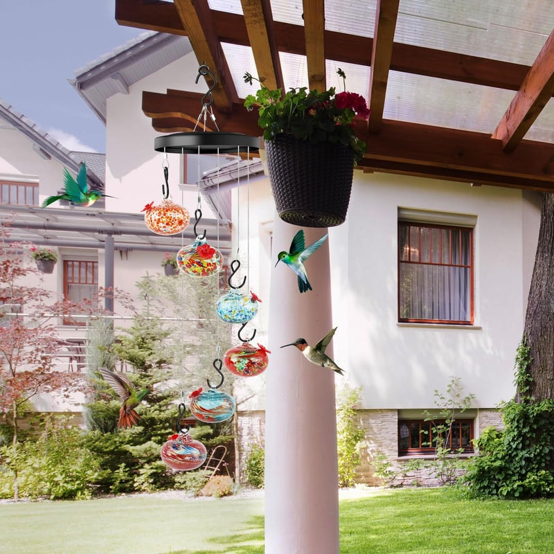 TwinkleSip | 2-in-1 Wind Chime Hummingbird Feeder
