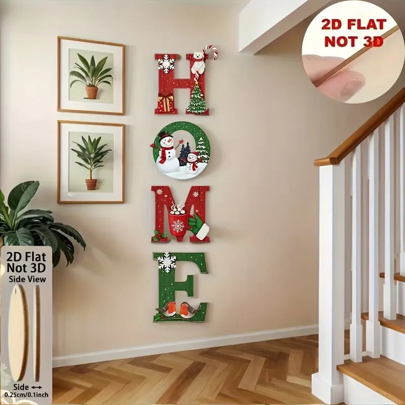 🎄 Magical Christmas “HOME” Letter Ornament Set – Snowman & Gingerbread Accents to Instantly Brighten Any Space