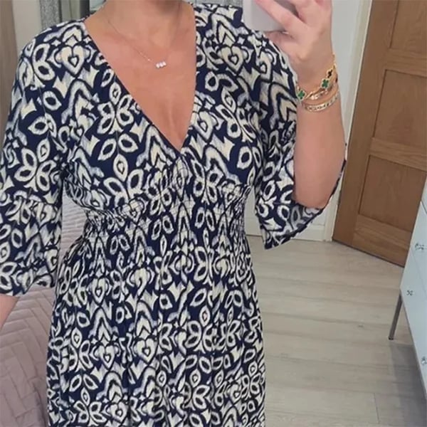 BohoChic – Printed V Neck Wrap Maxi Dress
