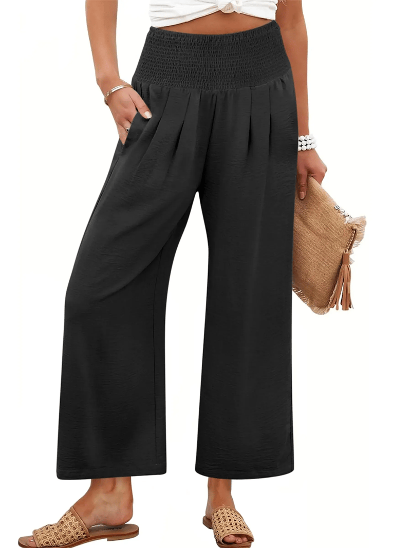LuxeDrape – Chic Smocked Waist Trousers