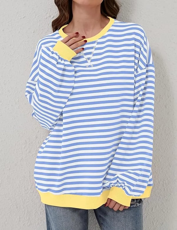 CozyBlend – Striped Color Block Sweatshirt