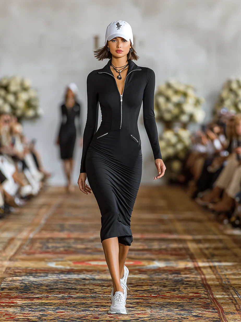 ZipChic – Sporty Cotton Midi Dress