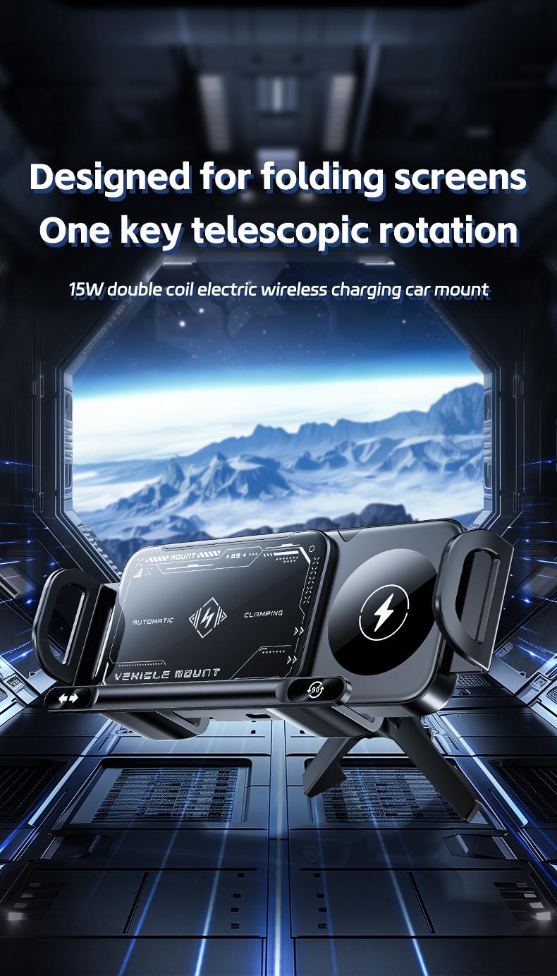 PowerDock – Stable Adjustable 15W Wireless Car Charger
