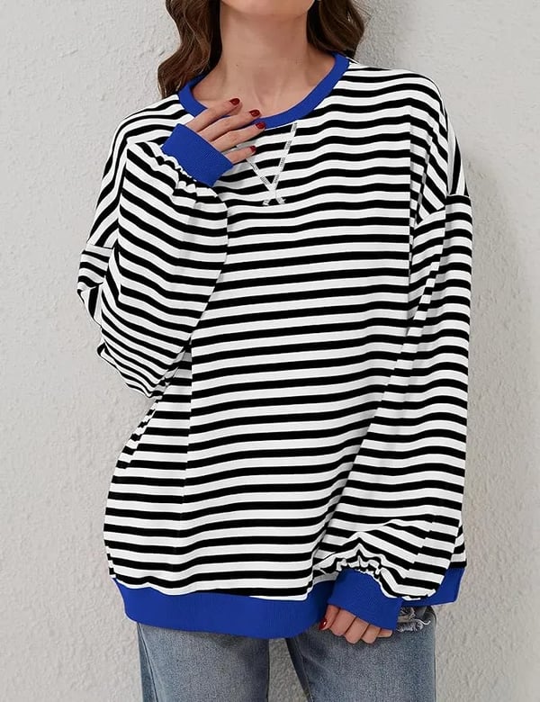 CozyBlend – Striped Color Block Sweatshirt