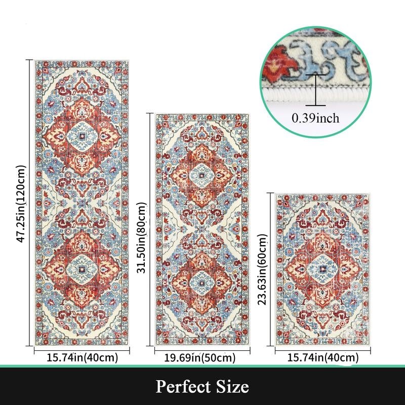 BohoEase – Washable Kitchen Rug Set of 3