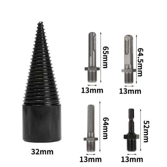 SplitForce – Drill Cone Wood Splitter with 4 Handles
