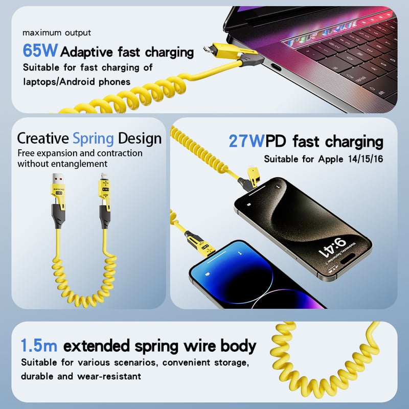 ChargeFlow | 4-in-1 Spring Fast Cable