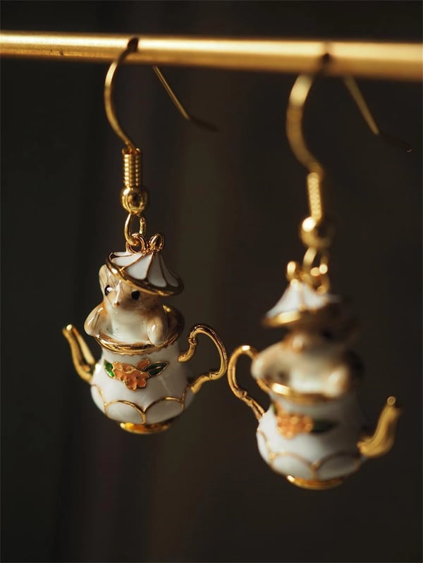 TeaWhimsy – Mouse in My Teapot Earrings Set