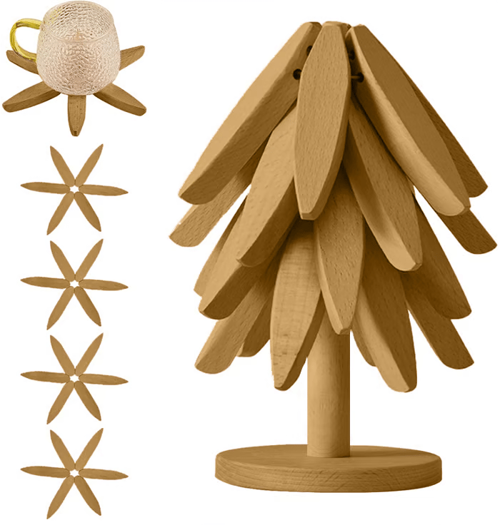FestiveBamboo – Christmas Tree Trivet Set