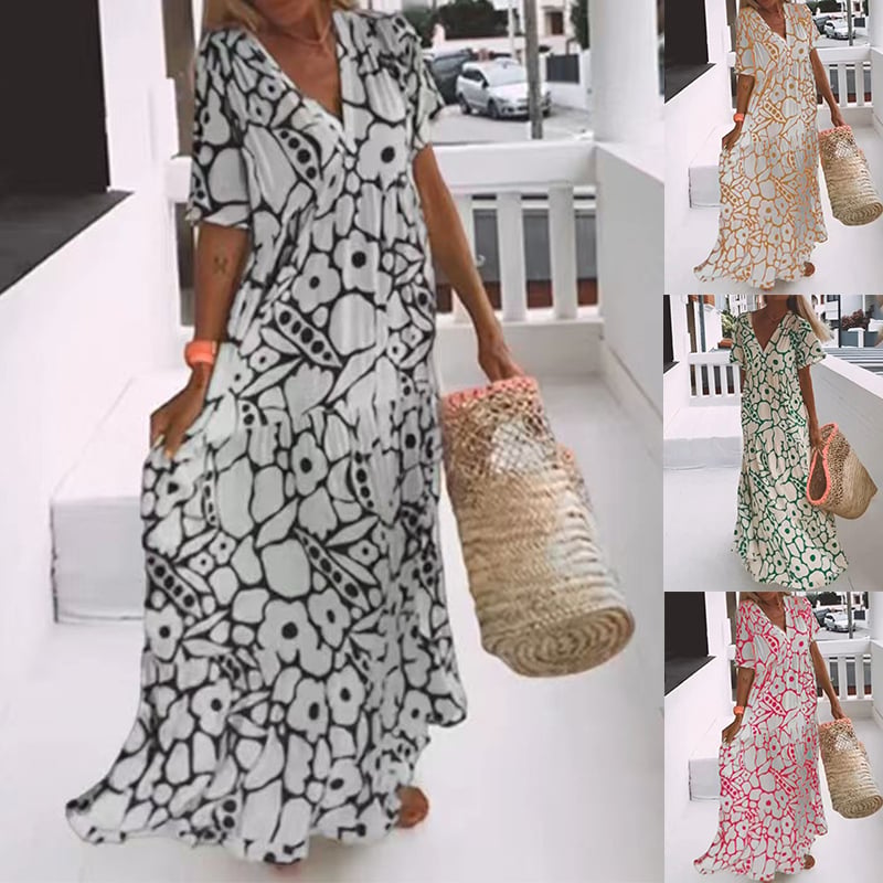 SummerBloom – Short Sleeve Printed Dress