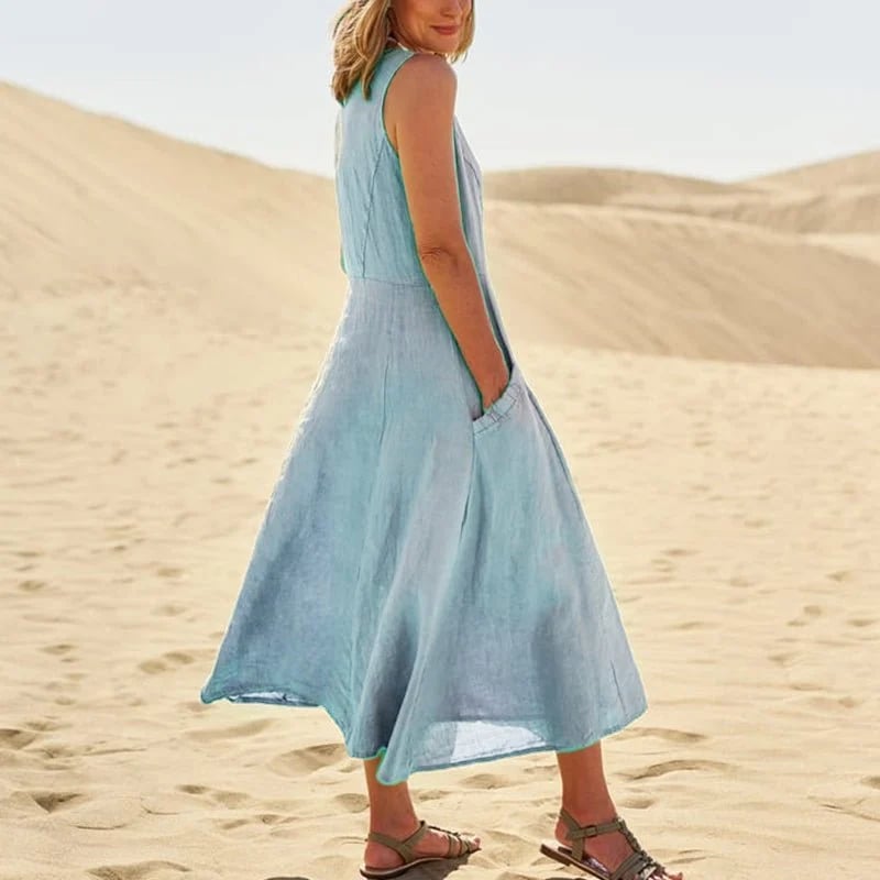 BreezeLoom – Sleeveless Cotton Linen Dress