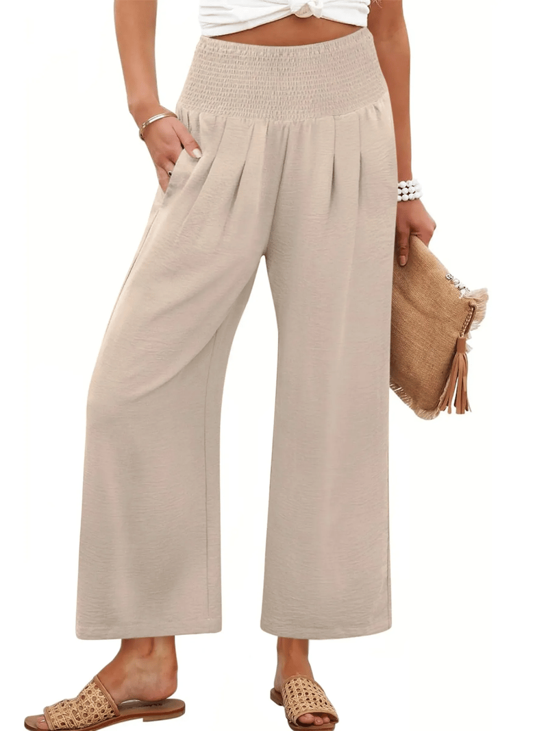 LuxeDrape – Chic Smocked Waist Trousers