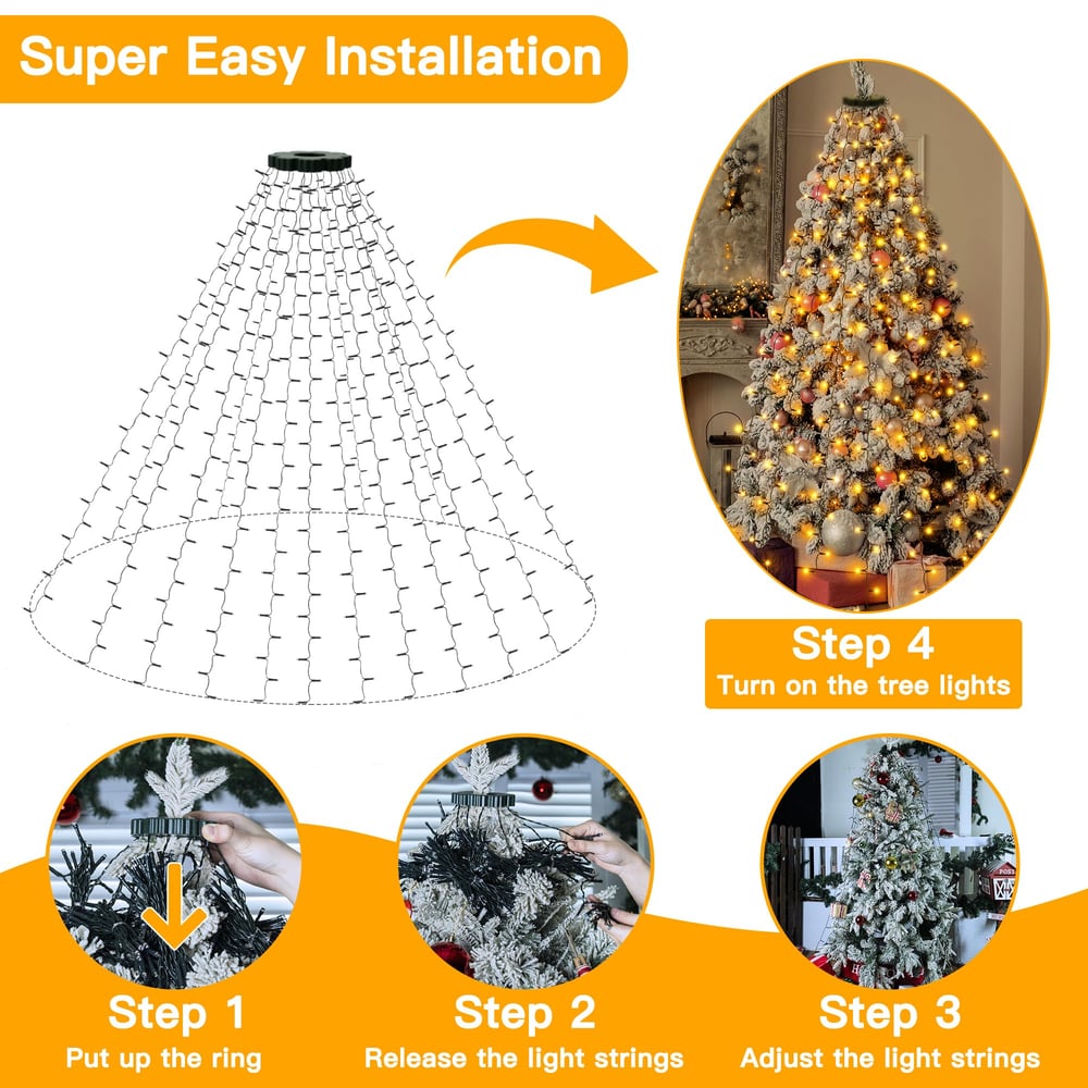 FestiveFlow – Christmas Tree Waterfall Light Ring