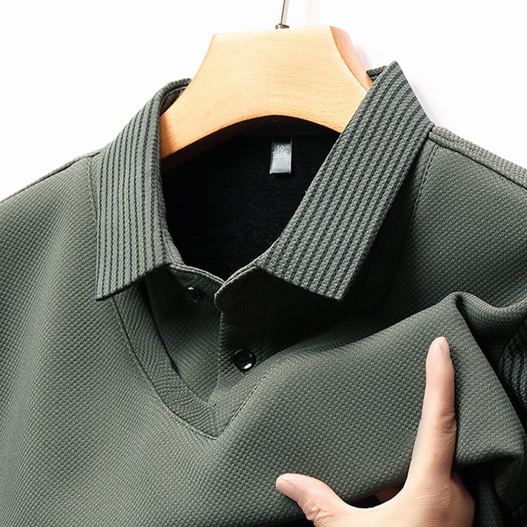 DualLayer – Striped Lapel Two-Piece Style Shirt