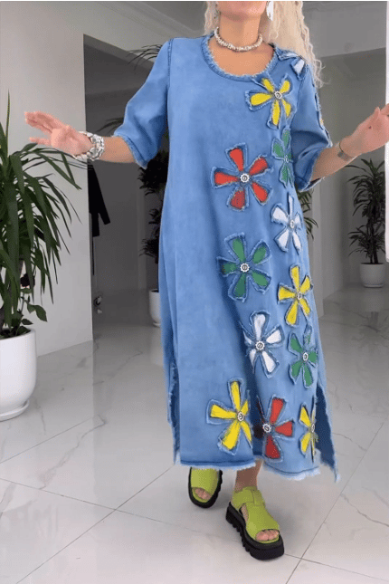 BloomVera – Elegant Floral Print Dress