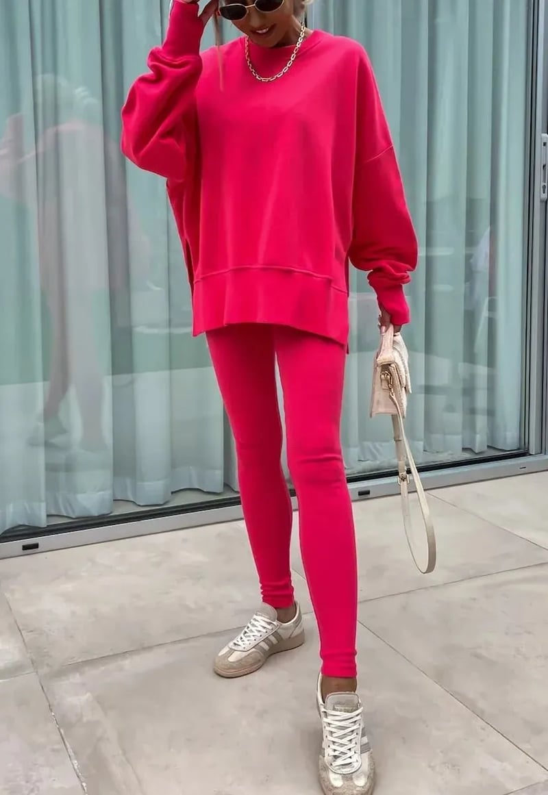 SoftEase | Comfy Slit Sweatshirt Two-Piece Set