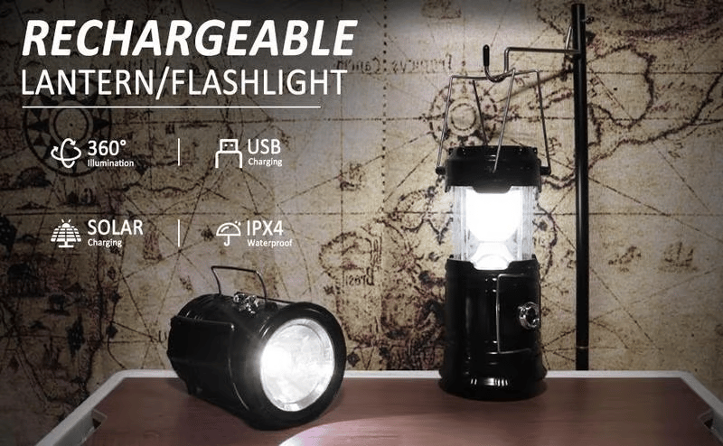 CampLuxe - Compact Collapsible Lantern with Solar Charging