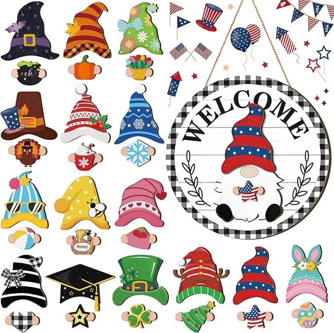 GnomeWelcome – Interchangeable Wooden Sign