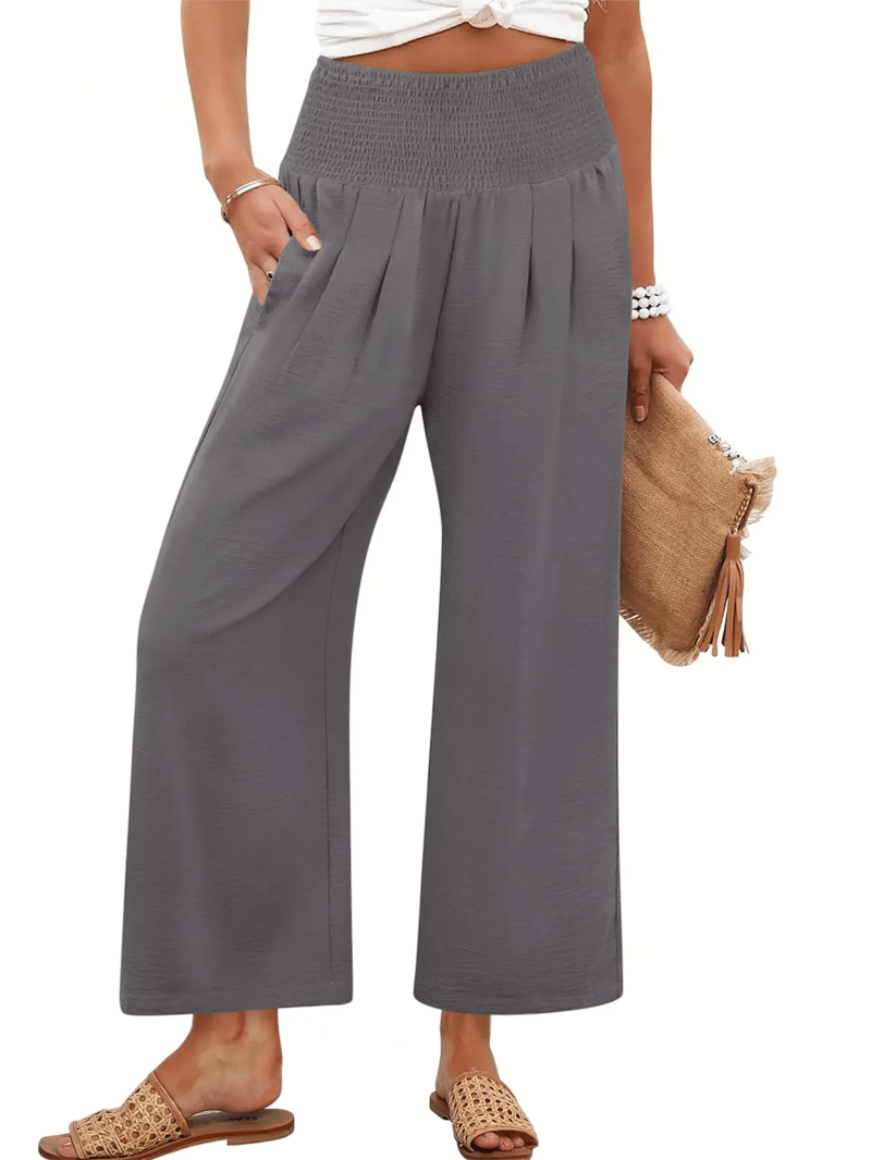 LuxeDrape – Chic Smocked Waist Trousers