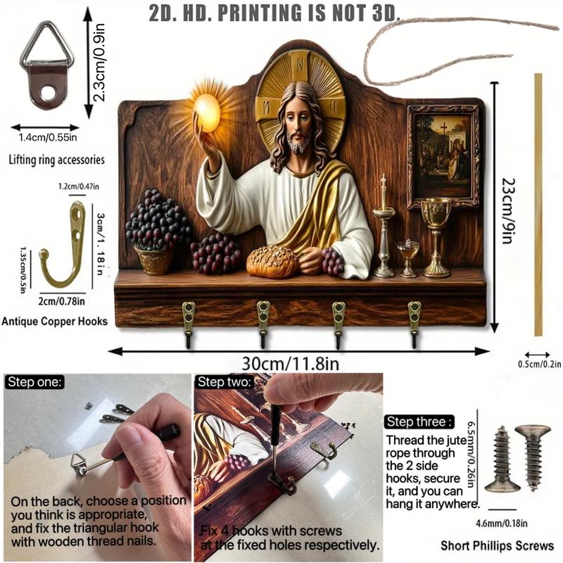 ⏰Final 2 Hours: Only  $9.99 🎁✝️Communion themed wooden multifunctional home key holder (11.8 "X9 in")