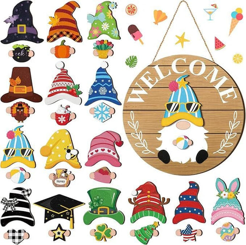 GnomeWelcome – Interchangeable Wooden Sign