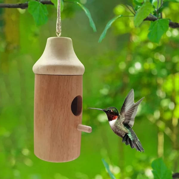 NatureSip – Wooden Hummingbird Feeder for Garden Lovers