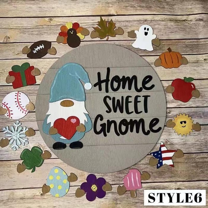 GnomeWelcome – Interchangeable Wooden Sign